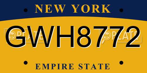 GWH8772 New York License Plate