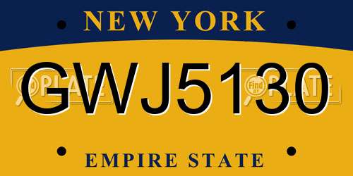 GWJ5130 New York License Plate