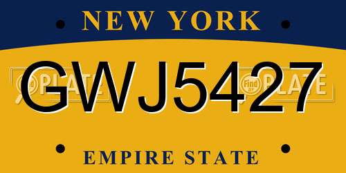 GWJ5427 New York License Plate