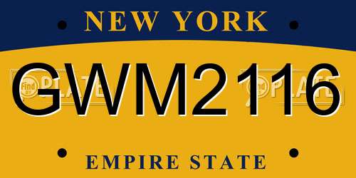 GWM2116 New York License Plate