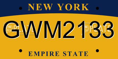 GWM2133 New York License Plate