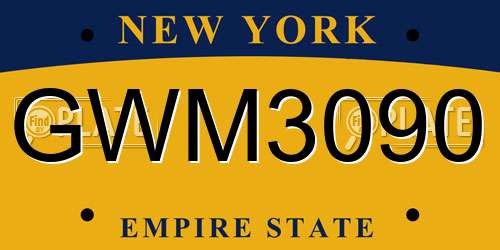 GWM3090 New York License Plate