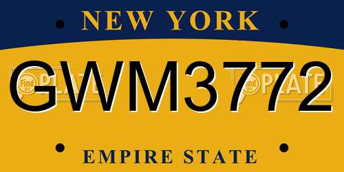GWM3772 New York License Plate