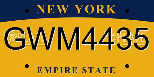 GWM4435 New York License Plate