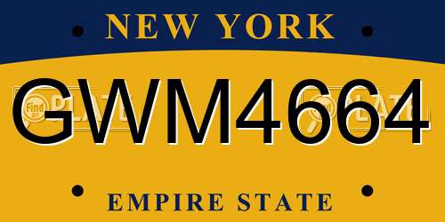 GWM4664 New York License Plate