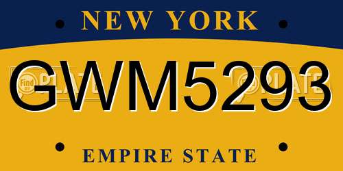 GWM5293 New York License Plate