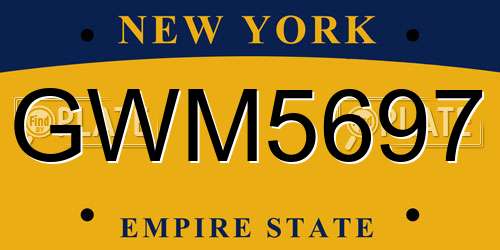 GWM5697 New York License Plate