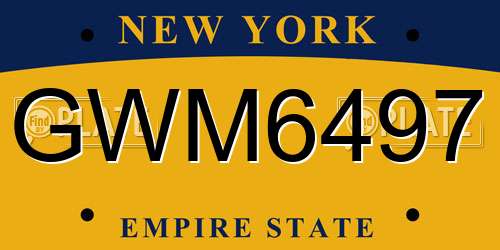 GWM6497 New York License Plate