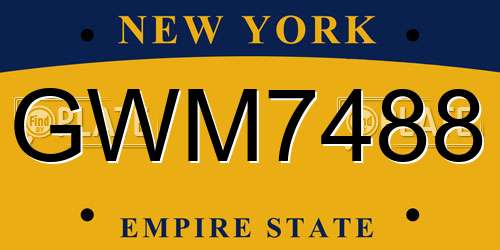 GWM7488 New York License Plate