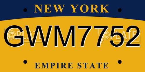 GWM7752 New York License Plate