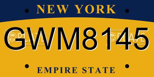 GWM8145 New York License Plate