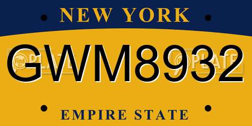 GWM8932 New York License Plate