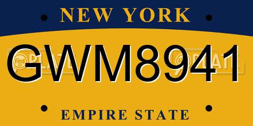 GWM8941 New York License Plate