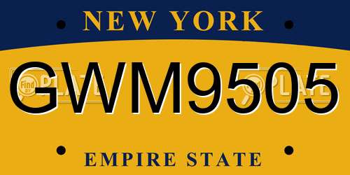 GWM9505 New York License Plate