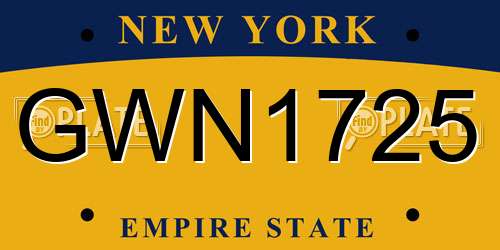 GWN1725 New York License Plate