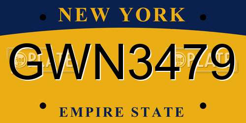 GWN3479 New York License Plate