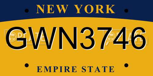 GWN3746 New York License Plate