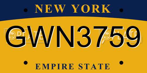 GWN3759 New York License Plate