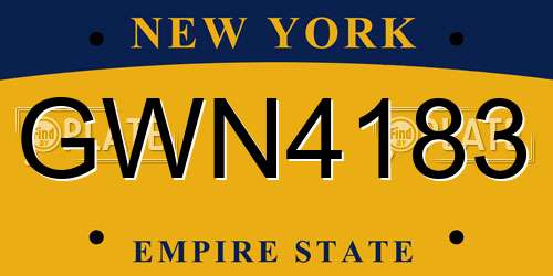 GWN4183 New York License Plate