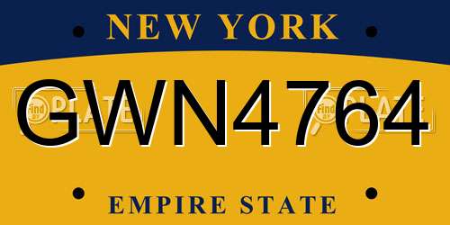 GWN4764 New York License Plate