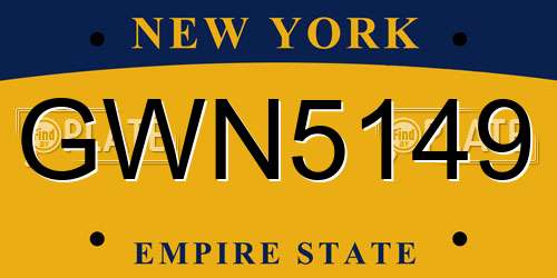 GWN5149 New York License Plate