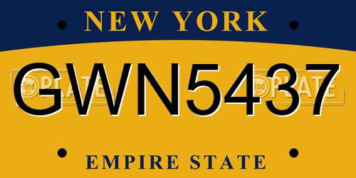 GWN5437 New York License Plate