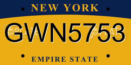 GWN5753 New York License Plate