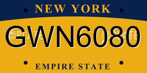GWN6080 New York License Plate