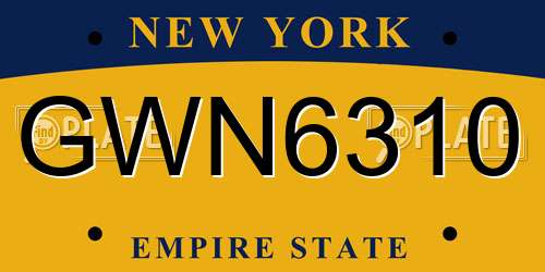GWN6310 New York License Plate