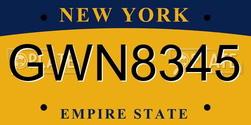 GWN8345 New York License Plate