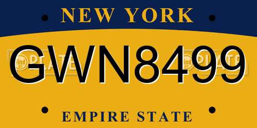 GWN8499 New York License Plate