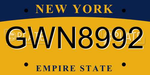 GWN8992 New York License Plate