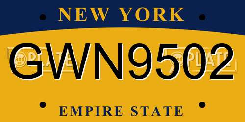 GWN9502 New York License Plate