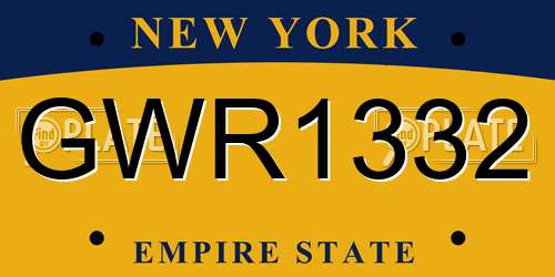 GWR1332 New York License Plate