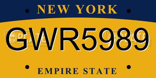 GWR5989 New York License Plate