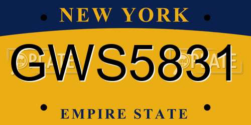 GWS5831 New York License Plate