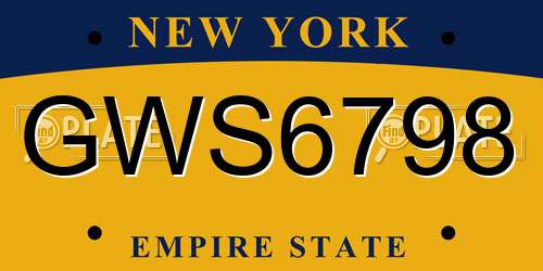 GWS6798 New York License Plate