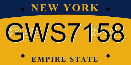 GWS7158 New York License Plate