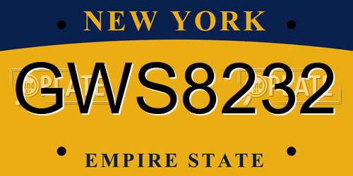 GWS8232 New York License Plate