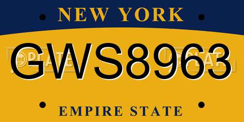 GWS8963 New York License Plate