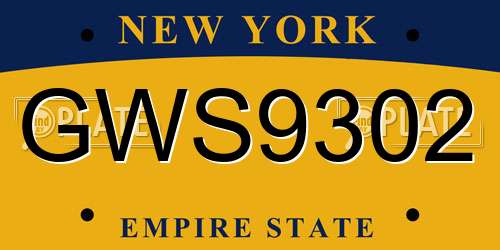 GWS9302 New York License Plate