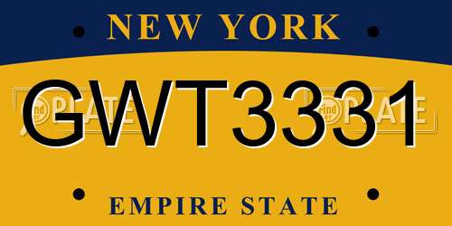 GWT3331 New York License Plate