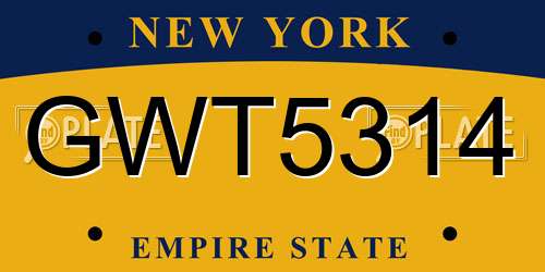 GWT5314 New York License Plate