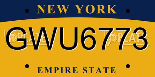 GWU6773 New York License Plate