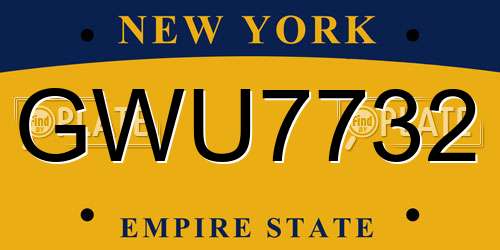GWU7732 New York License Plate