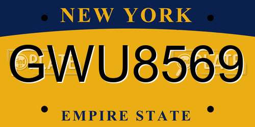 GWU8569 New York License Plate