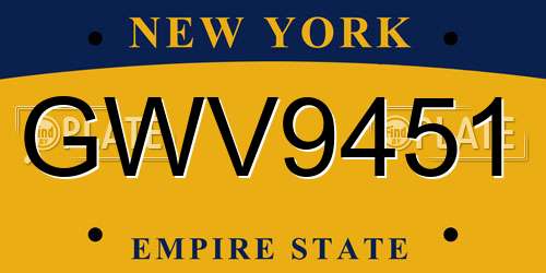 GWV9451 New York License Plate