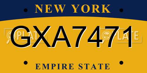 GXA7471 New York License Plate