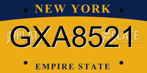 GXA8521 New York License Plate