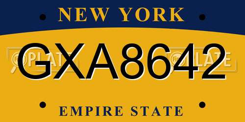 GXA8642 New York License Plate
